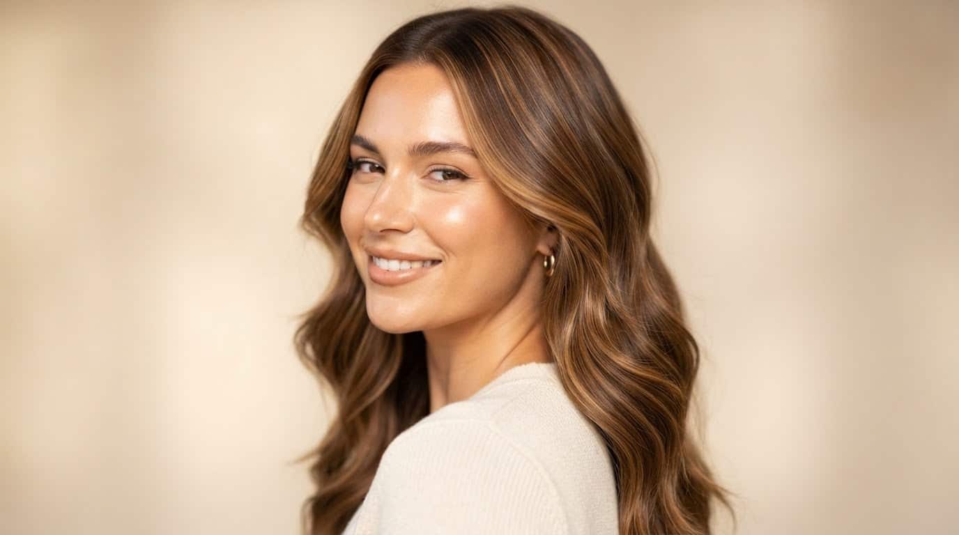 Glossy warm caramel balayage hair color — what hair color suits my skin tone
