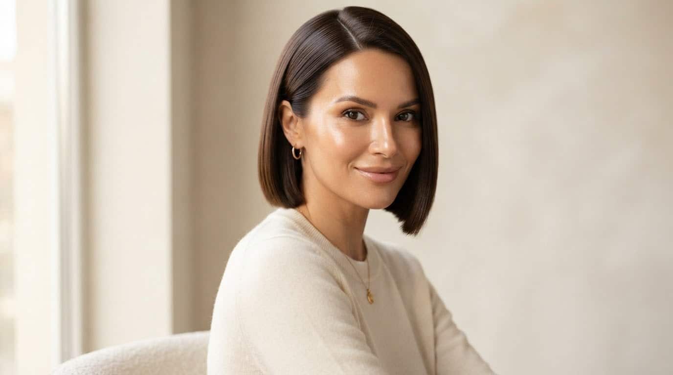 Elegant woman with a chic short bob haircut — short vs long hair